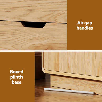 Artiss Buffet Sideboard Cabinet Storage Kitchen Cupboard Drawers Round Edge Oak.