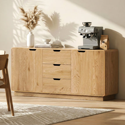 Artiss Buffet Sideboard Cabinet Storage Kitchen Cupboard Drawers Round Edge Oak.