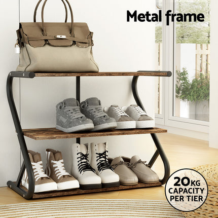 Artiss Shoe Rack Cabinet Shoe Storage Stand 3 Tiers Black.