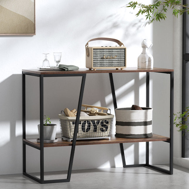 Artiss Console Table 106CM 2-tier Walnut Cora.