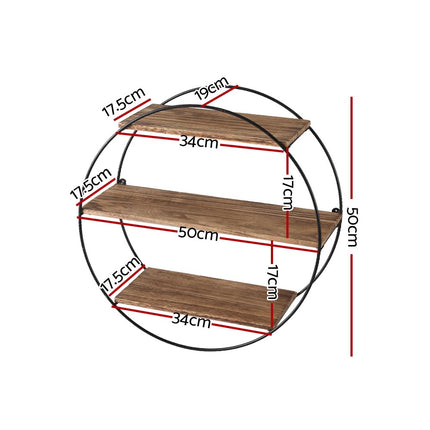 Artiss Floating Wall Shelf Round 3-Tier.