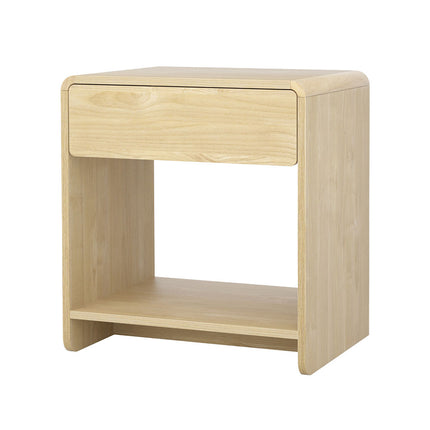 Artiss Bedside Table Drawer Open Shelf Pine.