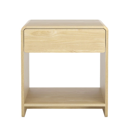 Artiss Bedside Table Drawer Open Shelf Pine.