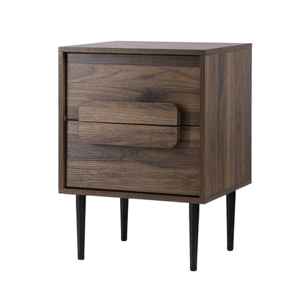 Artiss Bedside Table Nightstand 2 Drawers - Walnut.