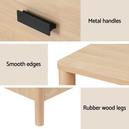 Artiss Bedside Table Nightstand 2 Drawers - Pine.