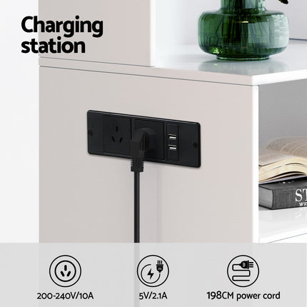 Artiss Bedside Table Nightstand Charging Station.
