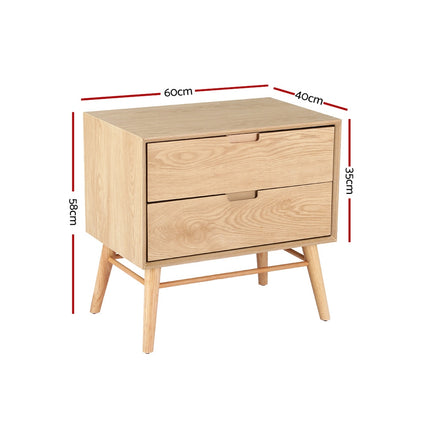 Artiss Bedside Table Drawers Side End Table Storage Cabinet Nightstand Oak GINO.