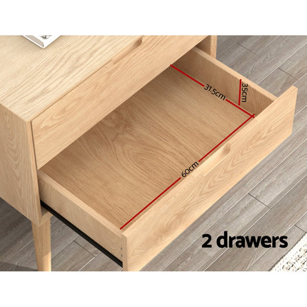 Artiss Bedside Table Drawers Side End Table Storage Cabinet Nightstand Oak GINO.