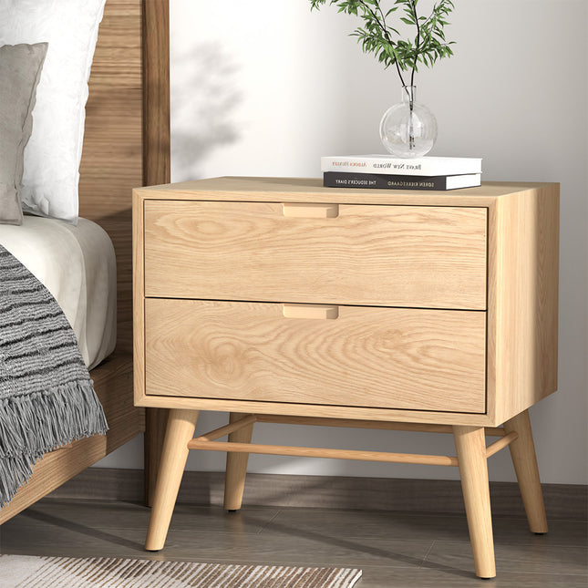Artiss Bedside Table Drawers Side End Table Storage Cabinet Nightstand Oak GINO.
