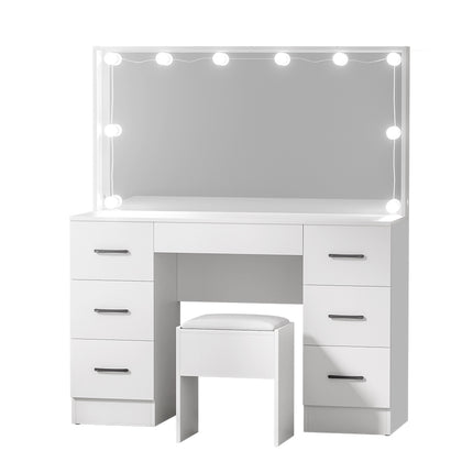 Artiss Dressing Table Set Stool 10 Led Bulbs White Debbie.