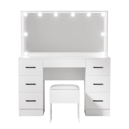 Artiss Dressing Table Set Stool 10 Led Bulbs White Debbie.