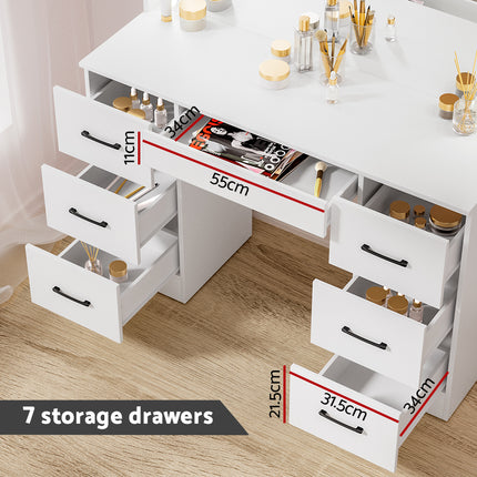 Artiss Dressing Table Set Stool 10 Led Bulbs White Debbie.