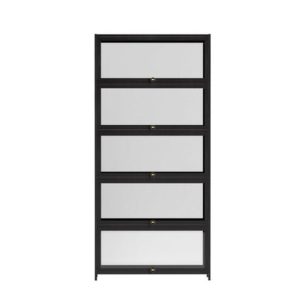Artiss 5-Tier Display Cabinet Storage Bookshelf Clear Shelf Black.