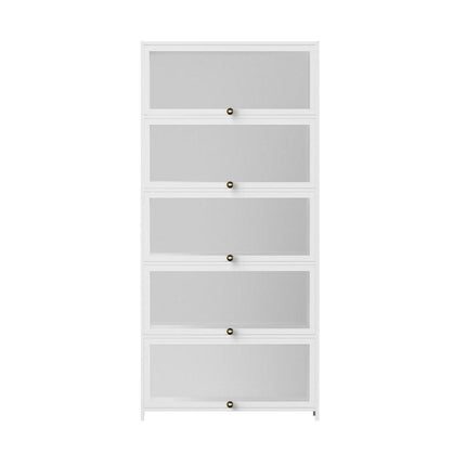 Artiss 5-Tier Display Cabinet Storage Bookshelf Clear Shelf White.