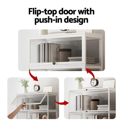 Artiss 5-Tier Display Cabinet Storage Bookshelf Clear Shelf White.