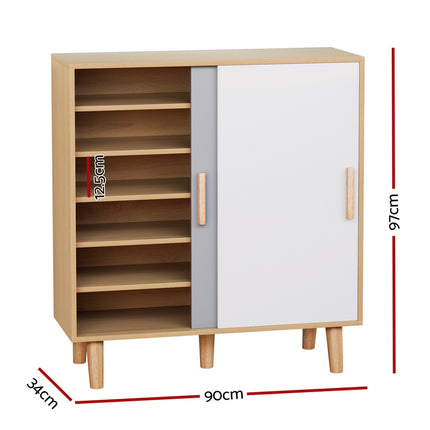 Artiss Shoe Cabinet 30 Pairs Sliding Doors.