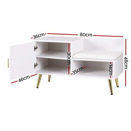 Artiss Shoe Rack Cabinet Bench 6 Pairs White.