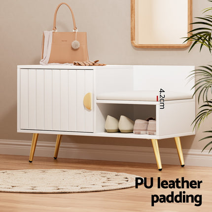 Artiss Shoe Rack Cabinet Bench 6 Pairs White.