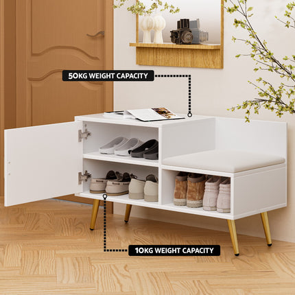 Artiss Shoe Rack Cabinet Bench 6 Pairs White.