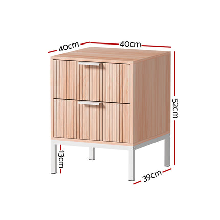 Artiss Bedside Table Drawers Side End Table Storage Cabinet Nightstand Pine LURA.