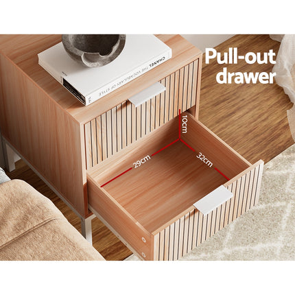 Artiss Bedside Table Drawers Side End Table Storage Cabinet Nightstand Pine LURA.
