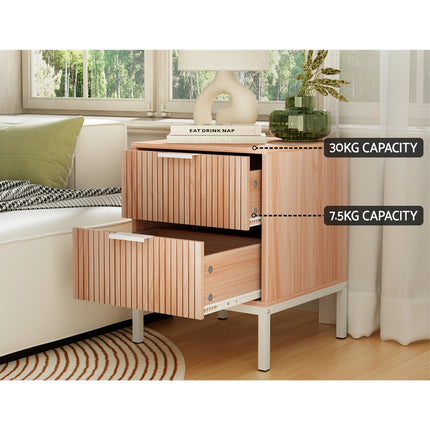 Artiss Bedside Table Drawers Side End Table Storage Cabinet Nightstand Pine LURA.