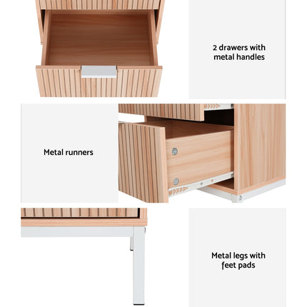 Artiss Bedside Table Drawers Side End Table Storage Cabinet Nightstand Pine LURA.