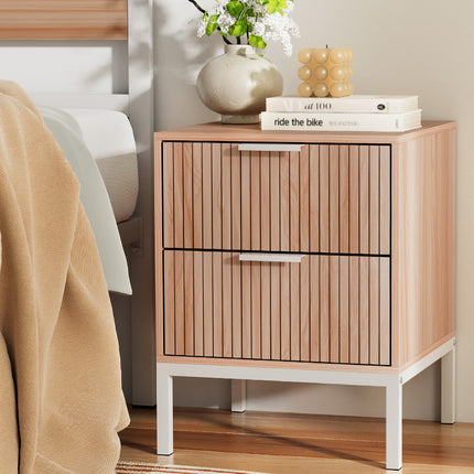 Artiss Bedside Table Drawers Side End Table Storage Cabinet Nightstand Pine LURA.