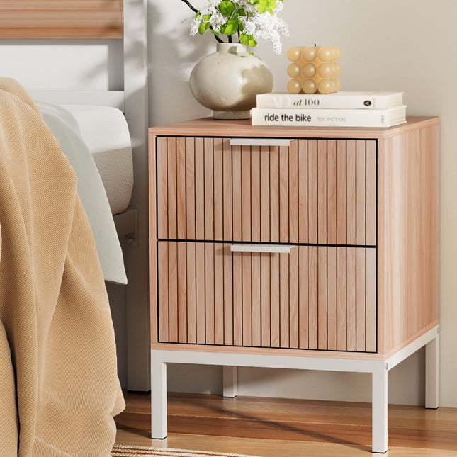 Artiss Bedside Table Drawers Side End Table Storage Cabinet Nightstand Pine LURA.