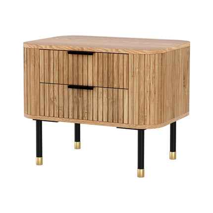 Artiss Bedside Table 2 Drawers Paulownia Wood Pine.