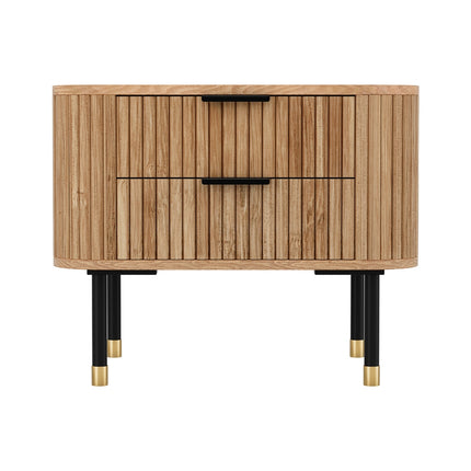 Artiss Bedside Table 2 Drawers Paulownia Wood Pine.