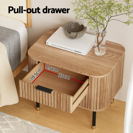 Artiss Bedside Table 2 Drawers Paulownia Wood Pine.