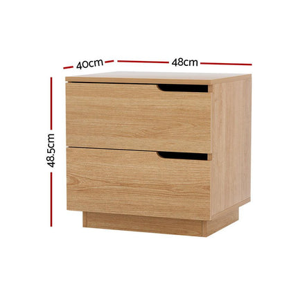 Artiss Bedside Table 2 Drawers Nightstand Pine.