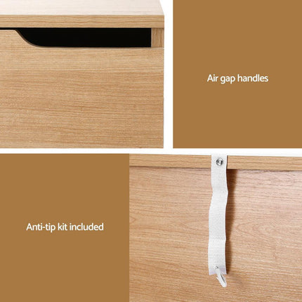 Artiss Bedside Table 2 Drawers Nightstand Pine.