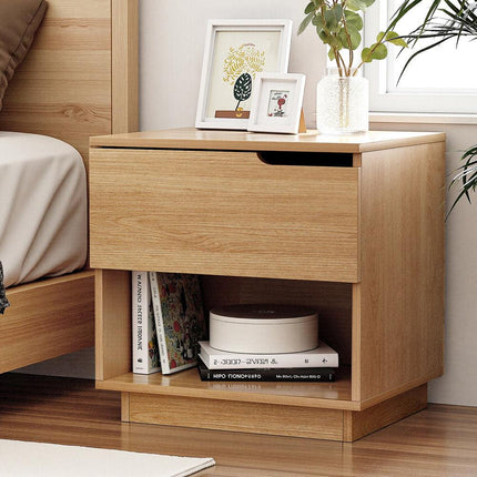 Artiss Bedside Table 1 Drawer 1 Shelf Nightstand Pine.