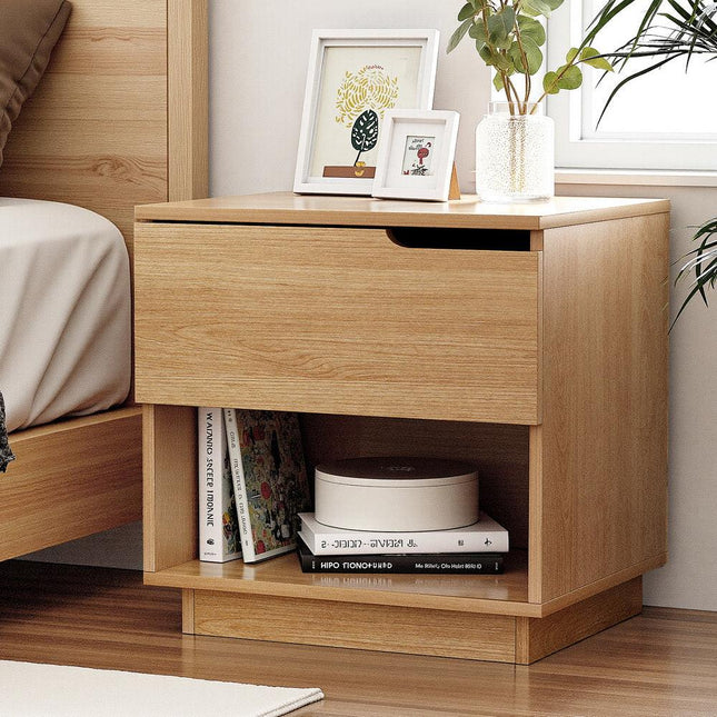 Artiss Bedside Table 1 Drawer 1 Shelf Nightstand Pine.