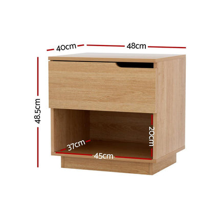 Artiss Bedside Table 1 Drawer 1 Shelf Nightstand Pine.