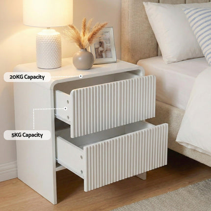 Artiss Bedside Table 2 Drawers - Beige.