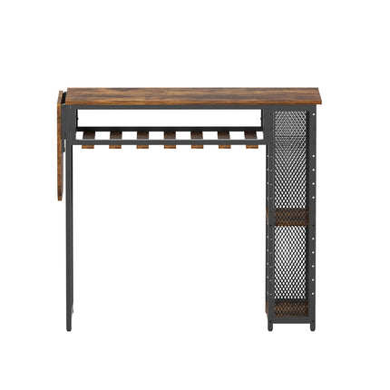 Artiss Industrial Bar Table with Wine Rack Built-in Cup Holder Extendable 140cm.