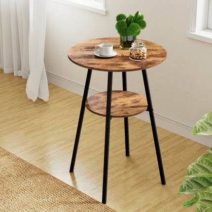 Artiss Industrial Bar Table with 2-Tier Organizer Weather-Resistant MDF Top Steel Frame.