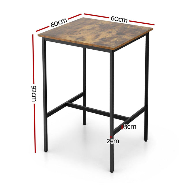 Artiss Bar Table Counter Kitchen Dining Desk Pub 60x92cm Vintage Metal Walnut.