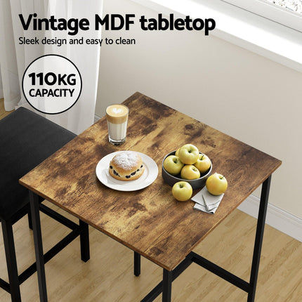 Artiss Bar Table Counter Kitchen Dining Desk Pub 60x92cm Vintage Metal Walnut.