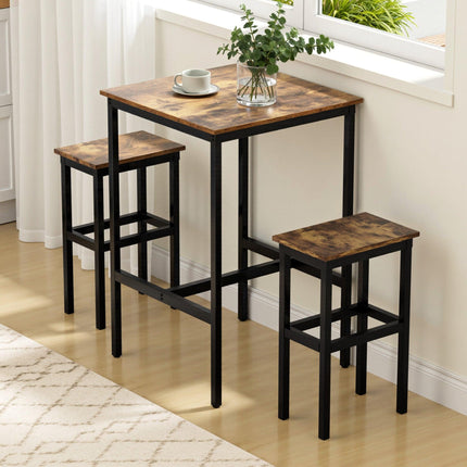 Artiss Bar Table Counter Kitchen Dining Desk Pub 60x92cm Vintage Metal Walnut.