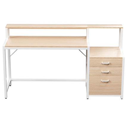 Artiss Computer Desk Home Office Study Table Desks w/Drawers Open Shelf Oak 160CM.