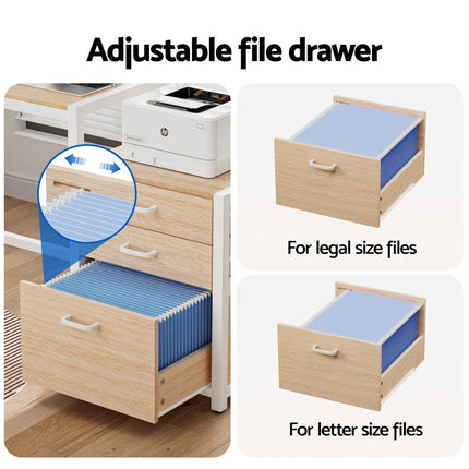 Artiss Computer Desk Home Office Study Table Desks w/Drawers Open Shelf Oak 160CM.