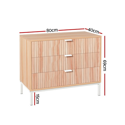 Artiss 3 Chest of Drawers  - LURA Pine.