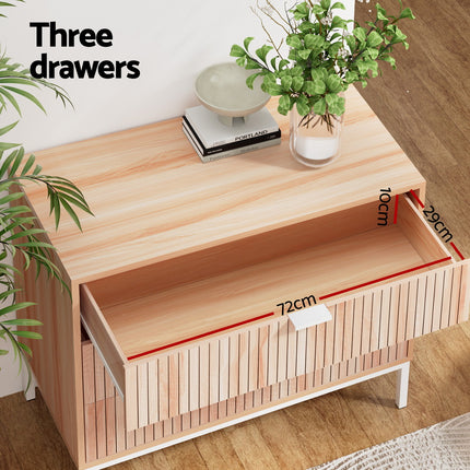 Artiss 3 Chest of Drawers  - LURA Pine.