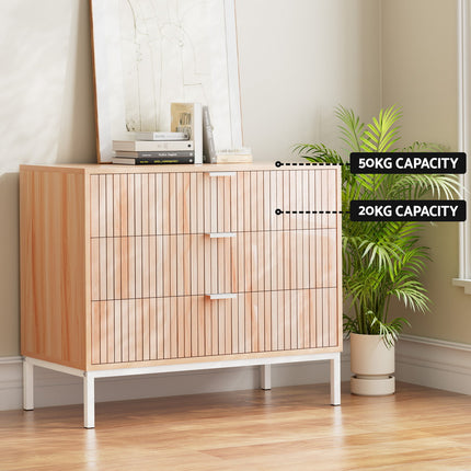 Artiss 3 Chest of Drawers  - LURA Pine.