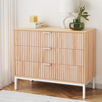 Artiss 3 Chest of Drawers  - LURA Pine.