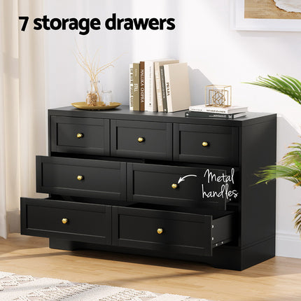 Artiss 7 Chest of Drawers Dresser Table Black.